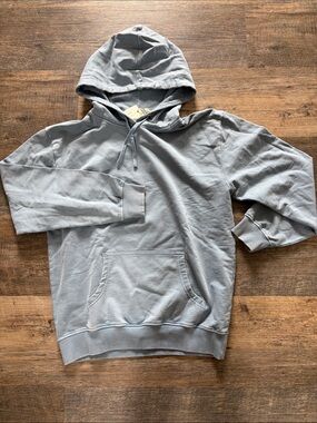 Powder Blue Men's Pullover Hoodie 100% Cotton French Terry